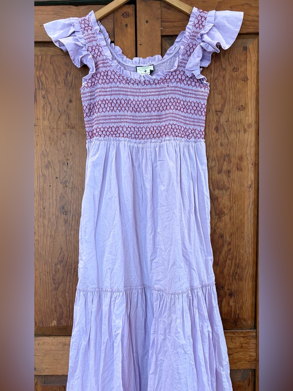 Tuckernuck Lavender Maxi Skirt with maroon Stitching